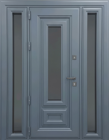 Остекленная входная группа с терморазрывом, металлофиленкой и порошковым покрытием антрацит Остекленная входная группа с терморазрывом, металлофиленкой и порошковым покрытием антрацит