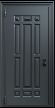 Входная термодверь с металлофиленкой и порошковым напылением RAL 7021 (тип №1)